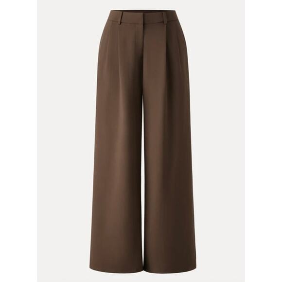 OGL Pants Size S NEW Ponte-De-Roma Breezy Wide Leg Pant with Pockets Pecan Brown - Picture 9 of 16